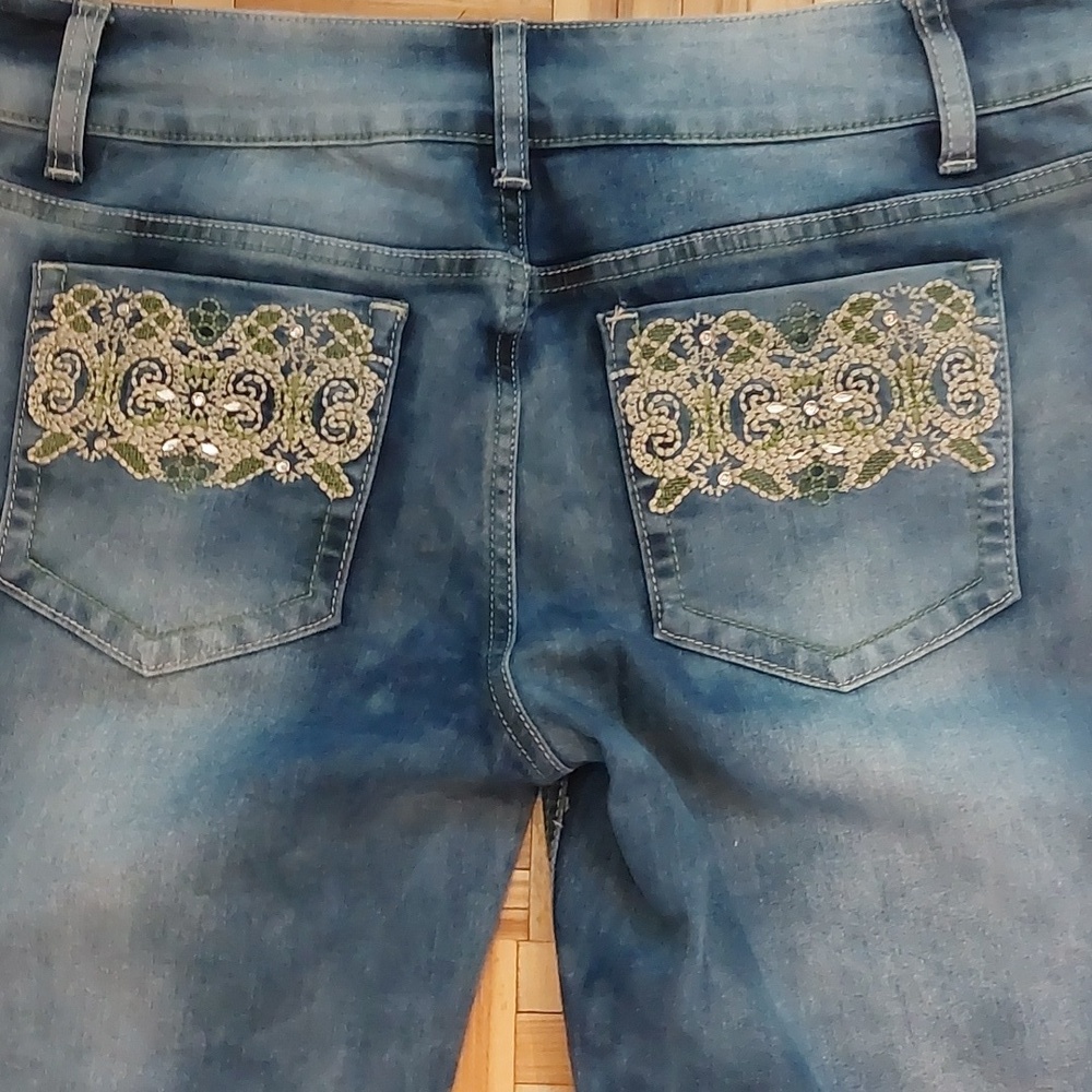 NYC Gal's Denim with cristals and embroidery size 12